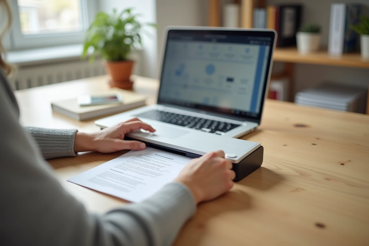 Numérisation de documents papier vers le cloud dans un bureau à domicile pour la dématérialisation d'entreprise